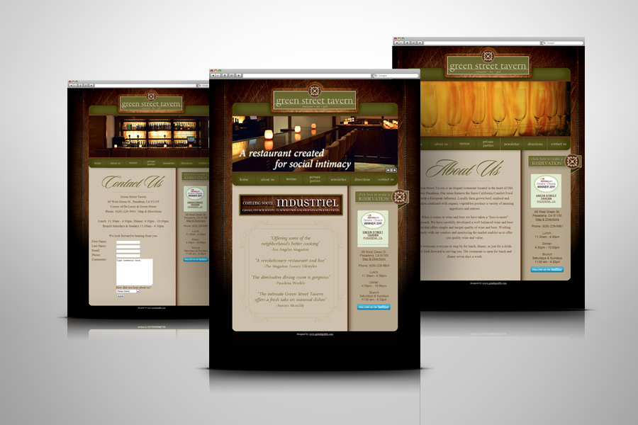 Green Street Tavern Restaurant website design