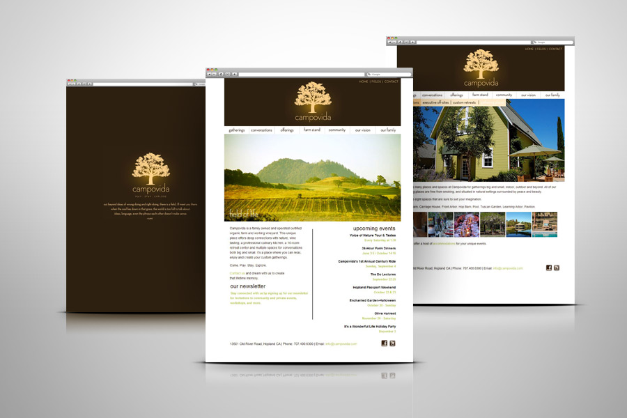 Campovida winery resort website design