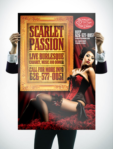 Scarlet Tea Room Burlesque Poster Design