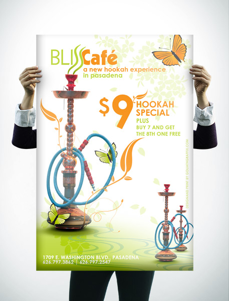 Bliss Cafe Hookah Poster Design