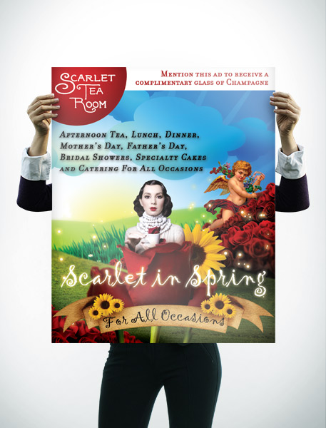 Scarlet Tea Room Spring Poster Design